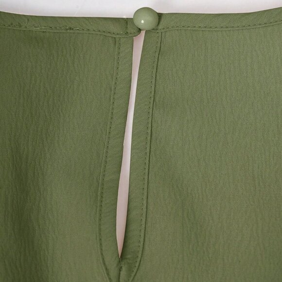 Army Green Elegant Women's Casual Solid Color Lantern Sleeve Jumpsuit - Picture 7 of 9